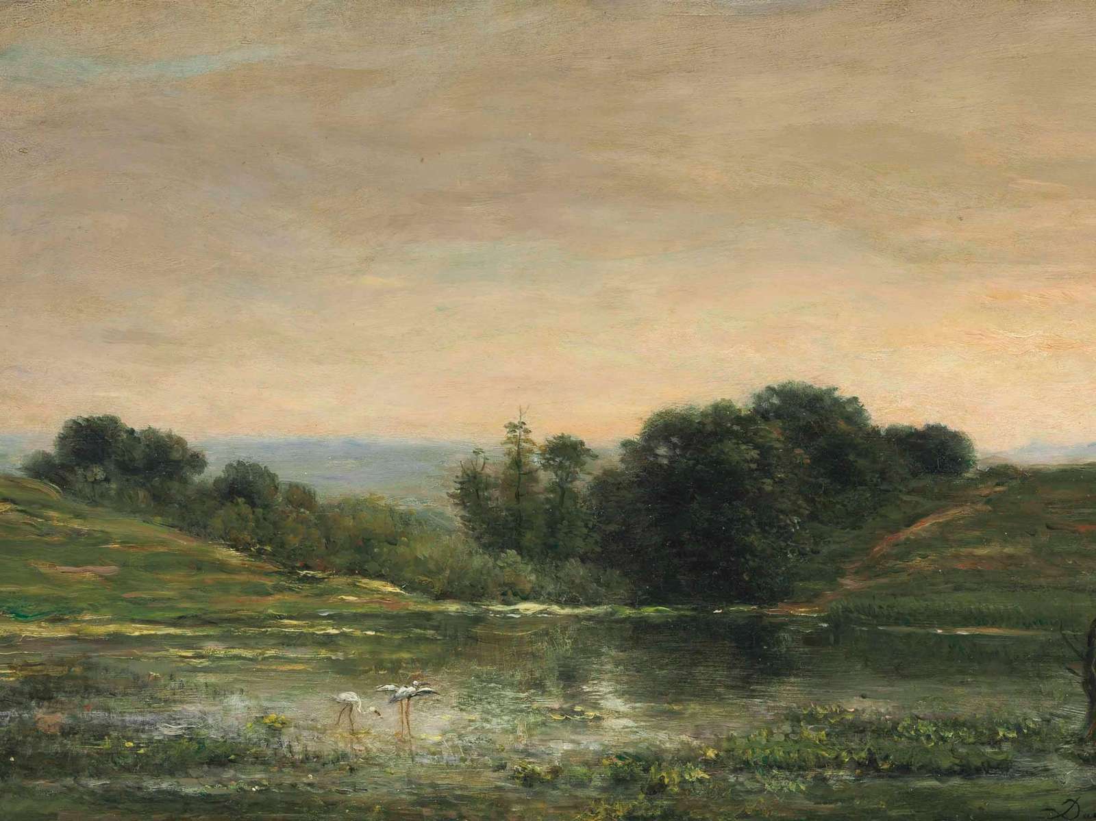 Serene Wetland Birds Landscape Wall Art