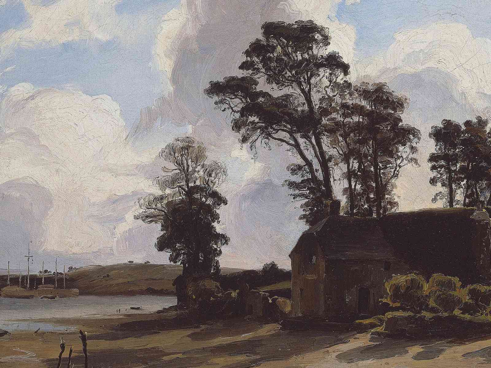 Vintage Riverside Cottage & Moody Sky Wall Art