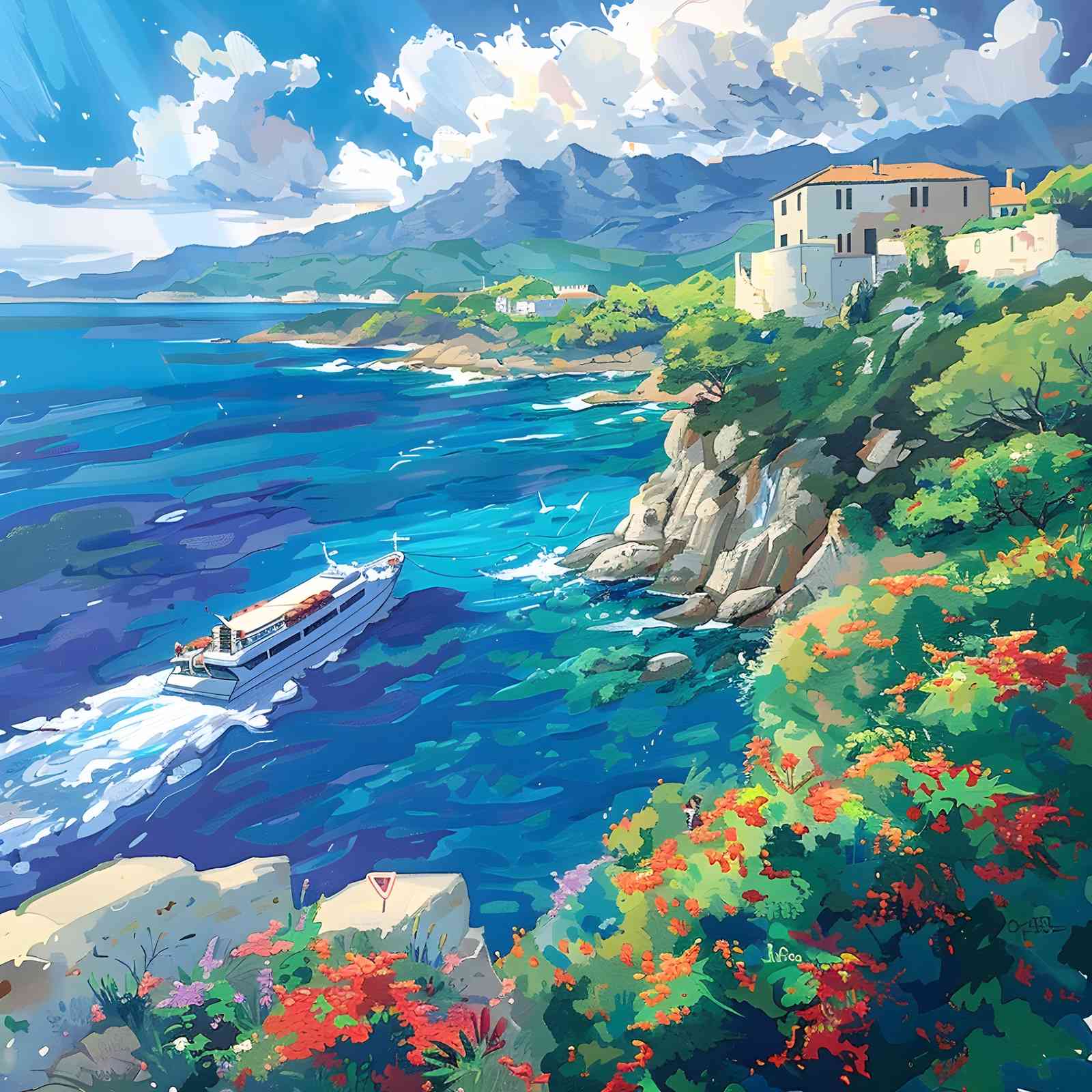 Coastal Serenity Yacht Wall Art