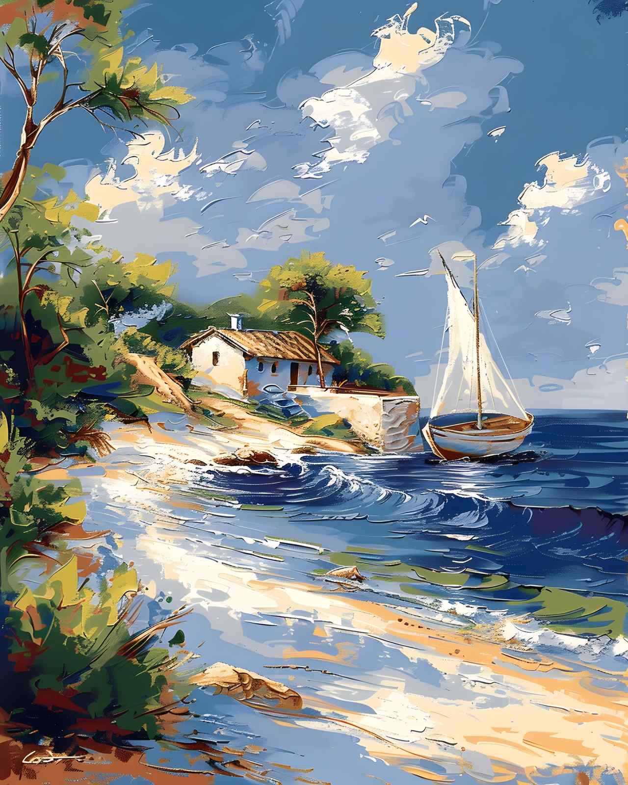Serene Coastal Escape Sailboat Wall Art