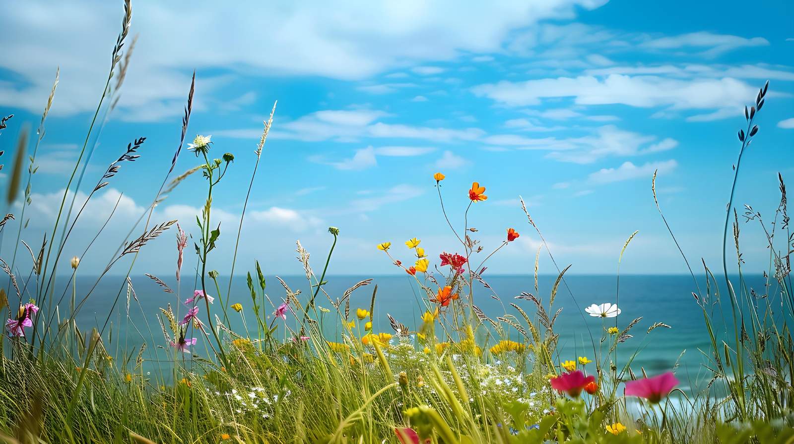 Vibrant Wildflower Coastal Landscape Wall Art