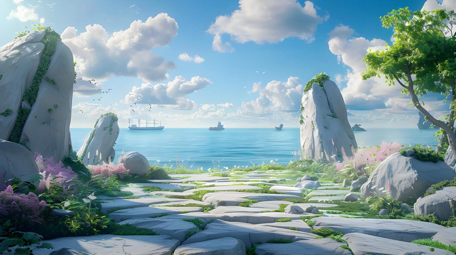 Tranquil Ocean Pathway Wall Art