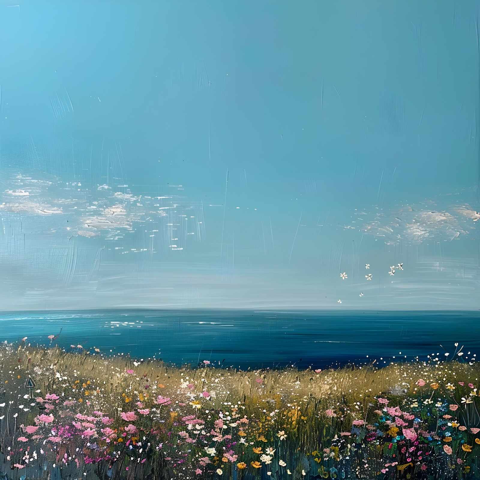 Serene Coastal Meadow Wall Art
