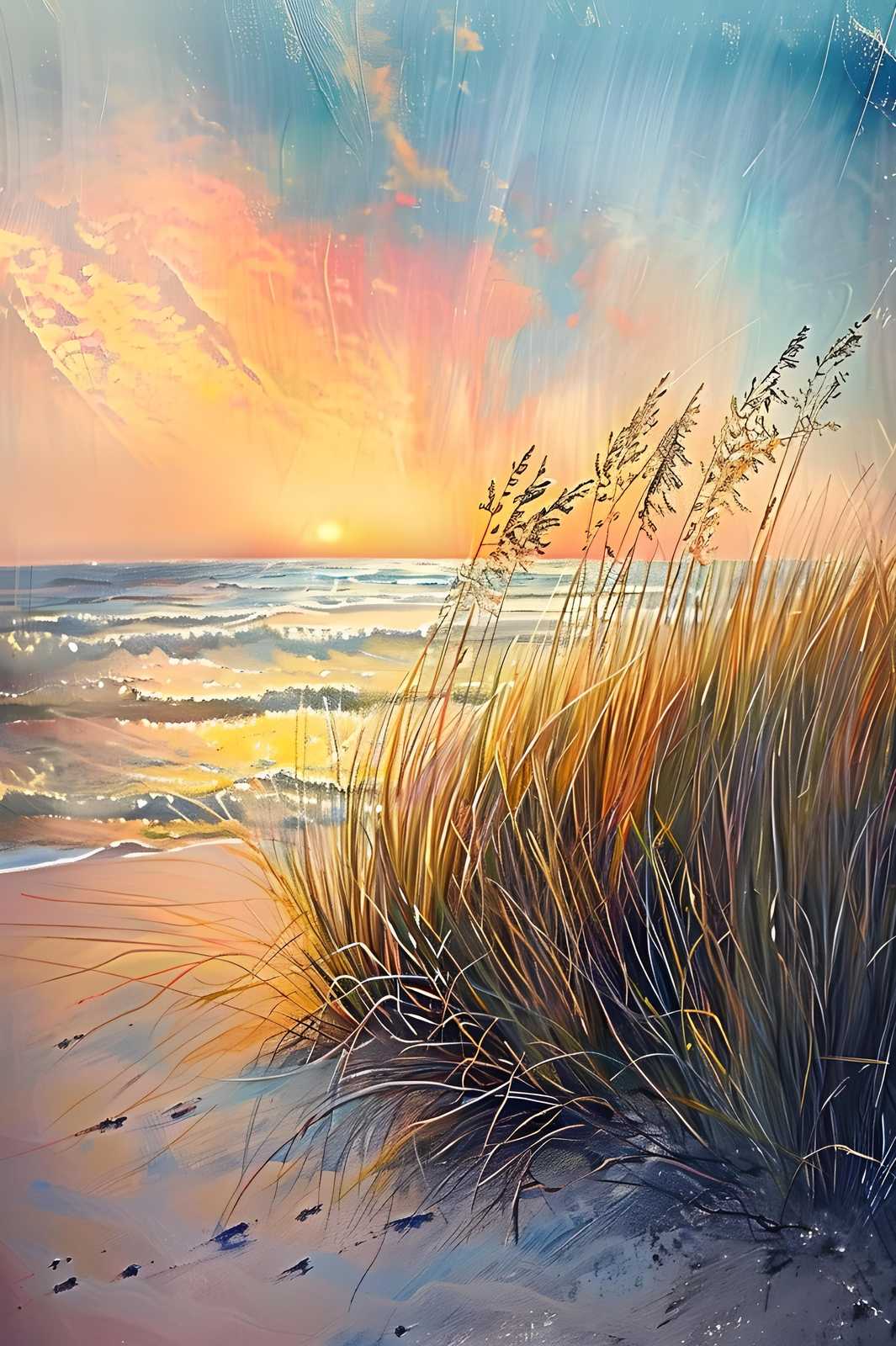 Golden Hour Beach Grass Wall Art