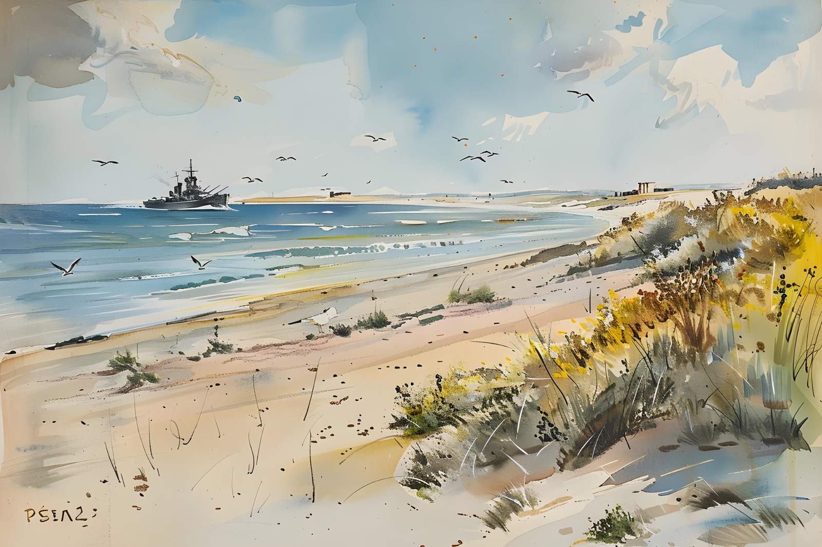 Seascape Warrior Naval Ship Wall Art