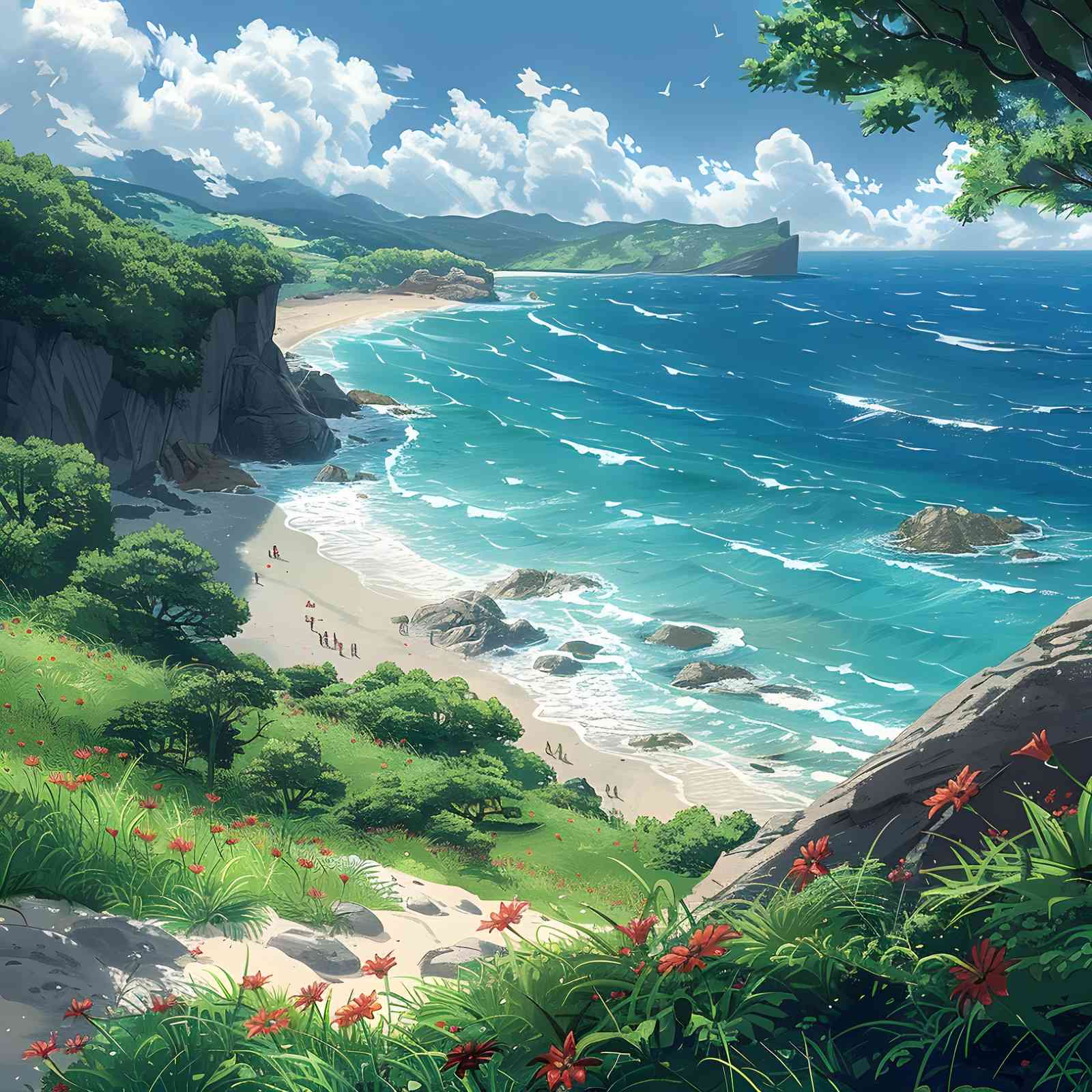 Serene Coastal Paradise Wall Art