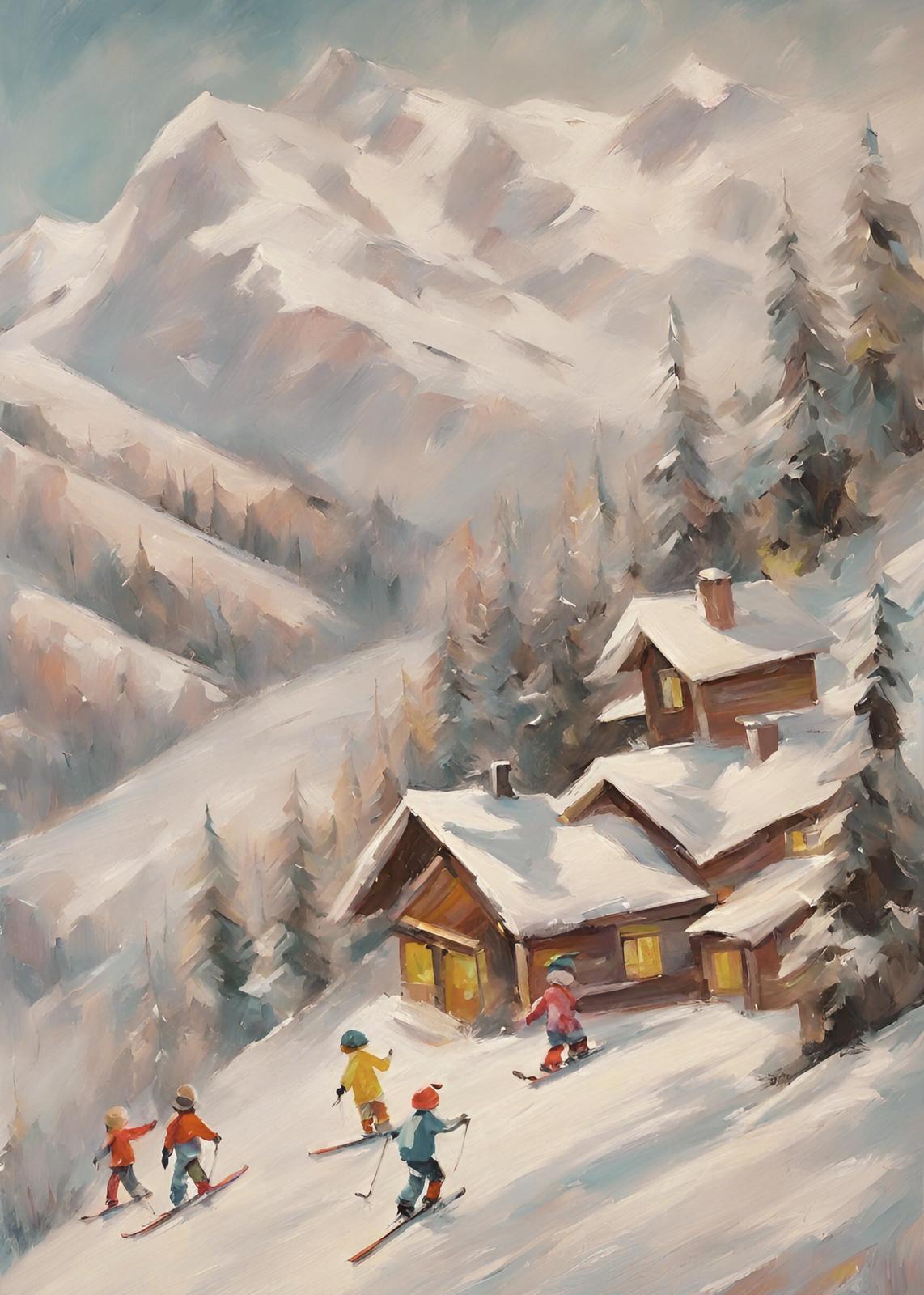 Cozy Ski Village Joy Wall Art