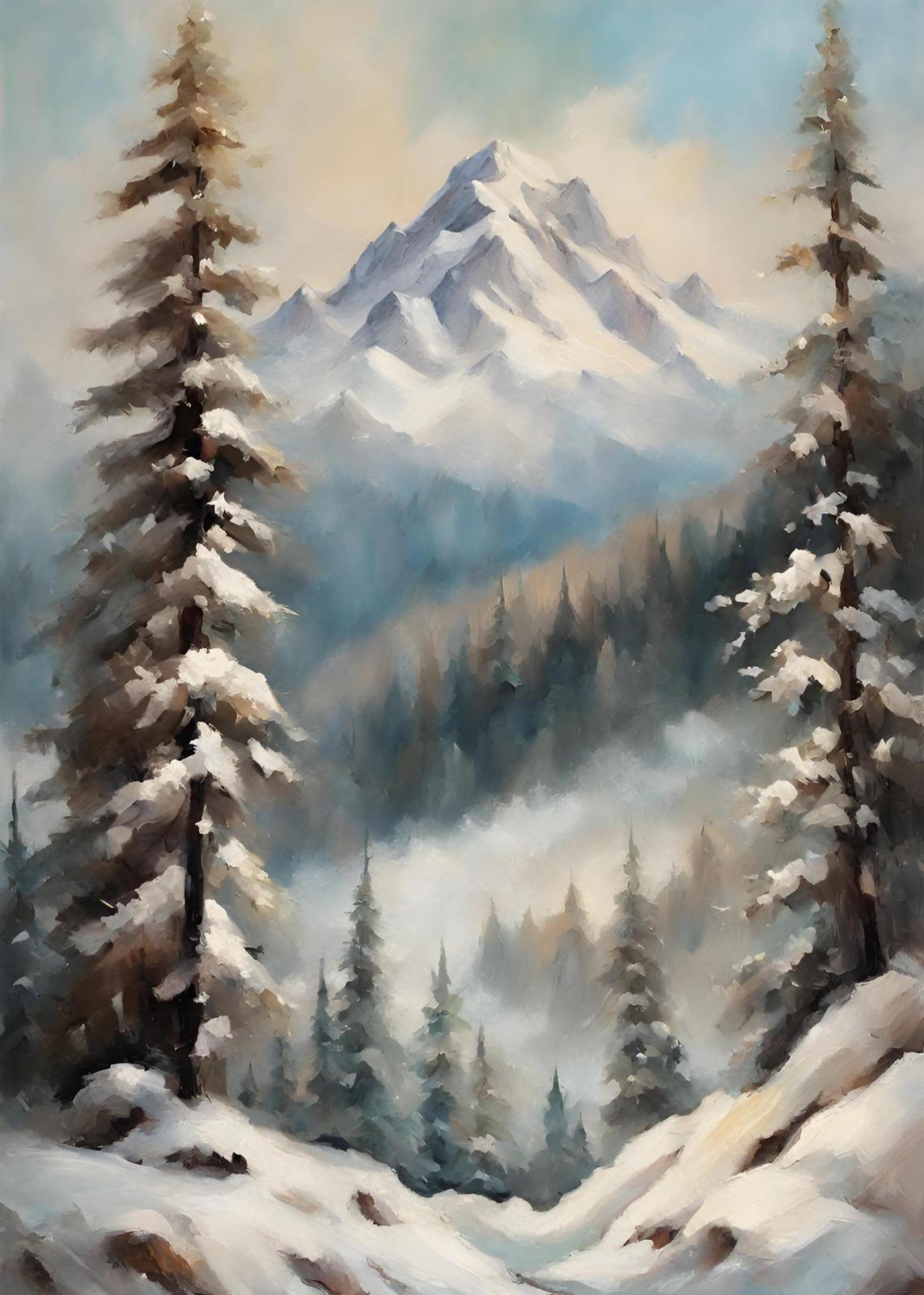 Serene Winter Mountain Landscape Wall Art