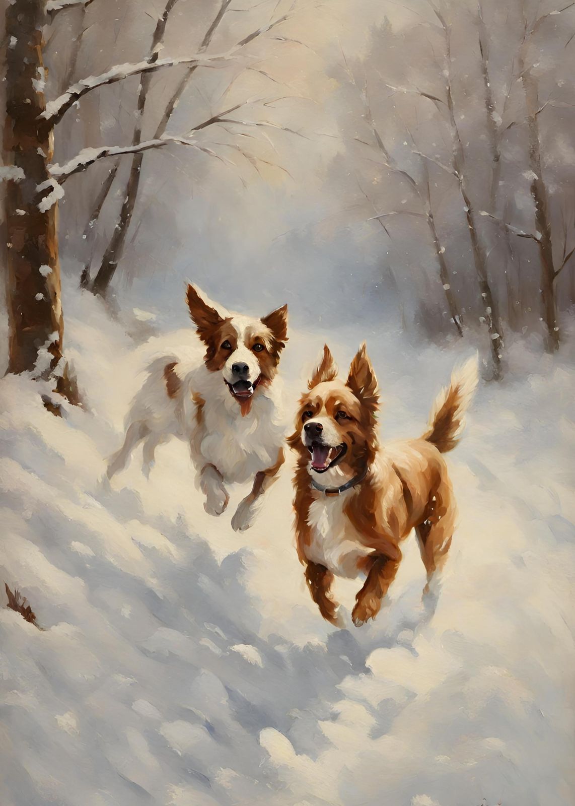 Joyful Snow Dogs Winter Wall Art