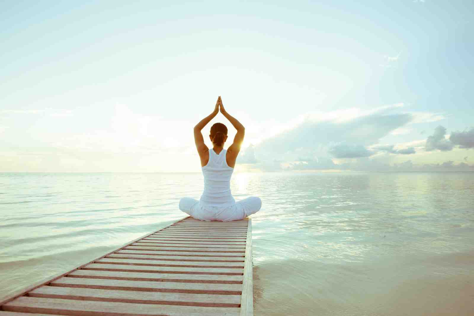 Serene Yoga Sunrise Beach Wall Art