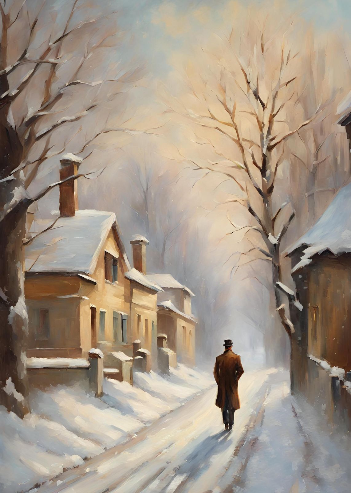 Winter Serenity Man Walk Wall Art