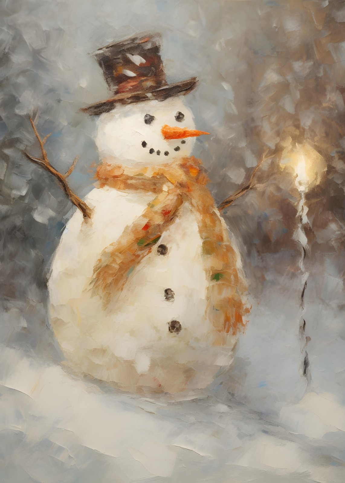 Cozy Snowman with Sparkler Wall Art