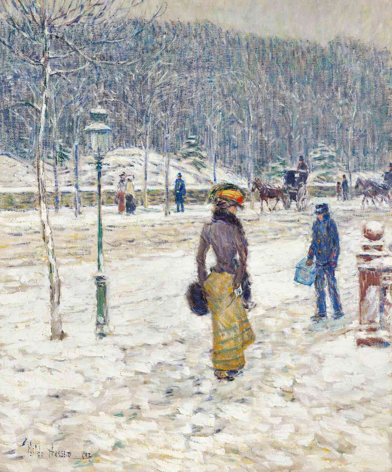Winter Park Scene Impressionist Wall Art