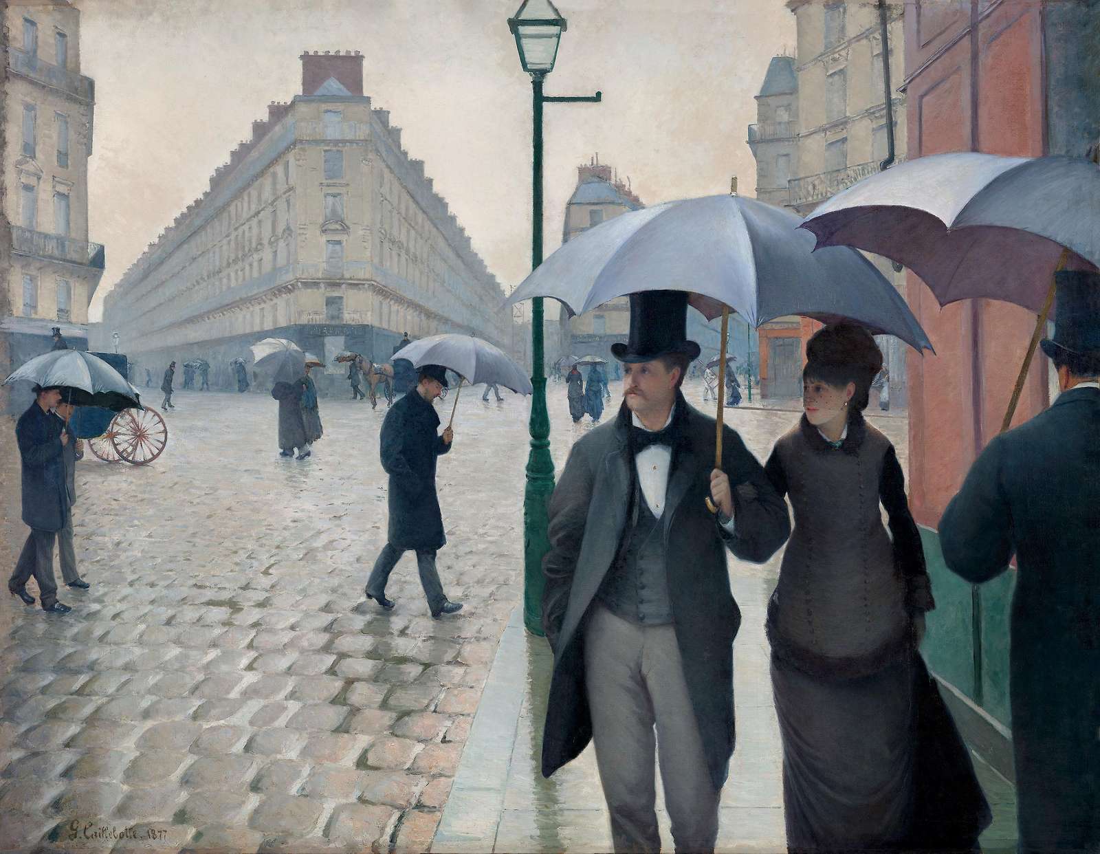 Parisian Rainy Day Street Scene Wall Art