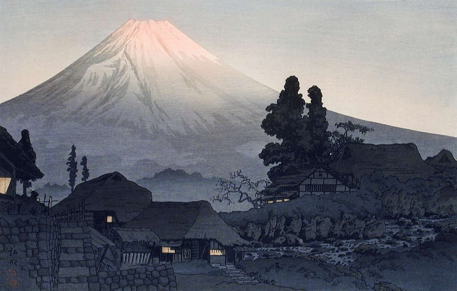 Serene Mt. Fuji Village Japanese Art Wall Art