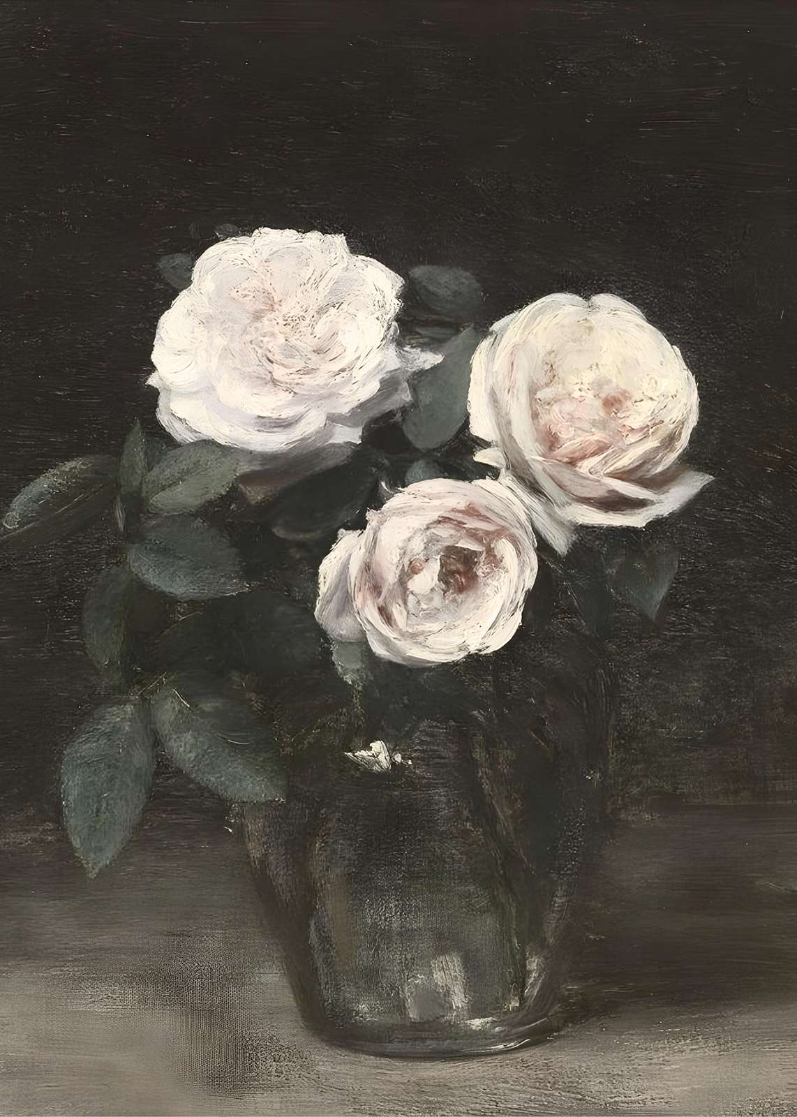 Elegant White Roses Still Life Wall Art