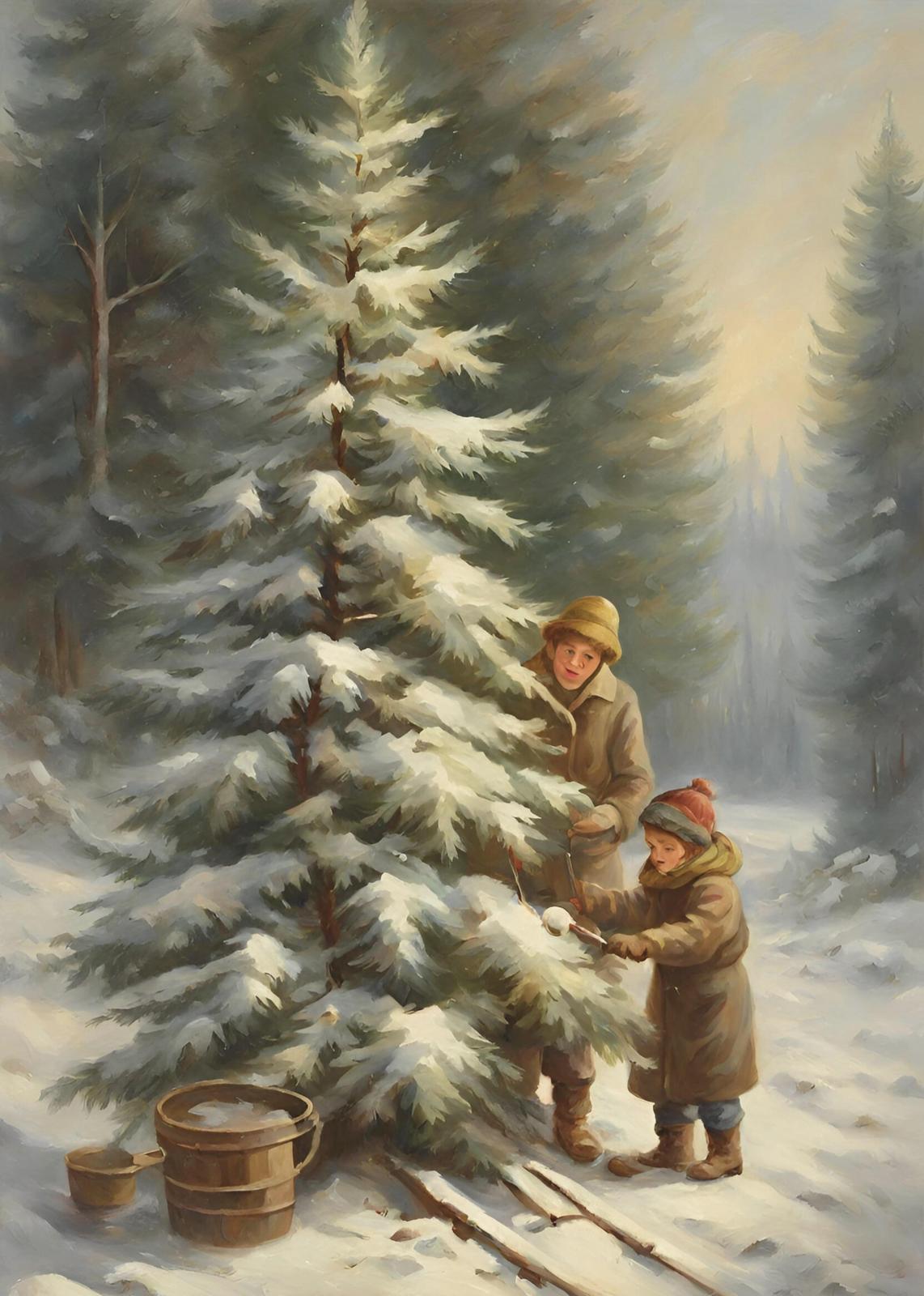 Winter Childhood Nostalgia Wall Art