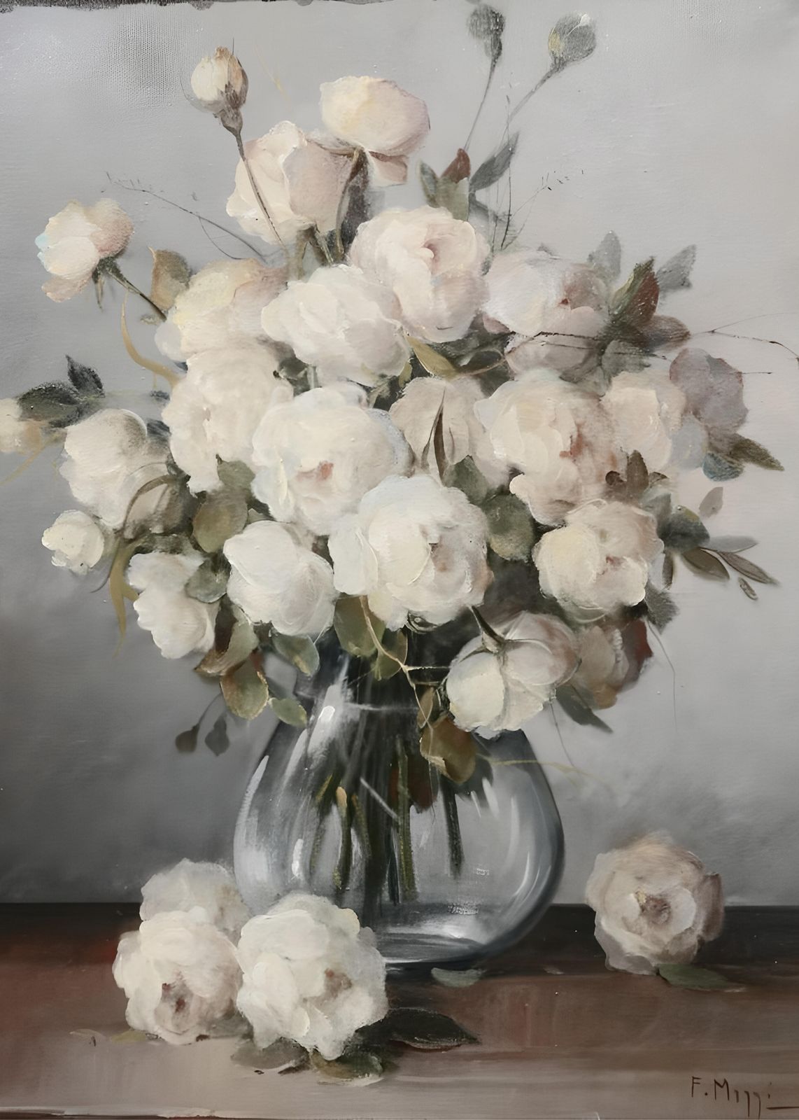Elegant White Rose Still Life Wall Art