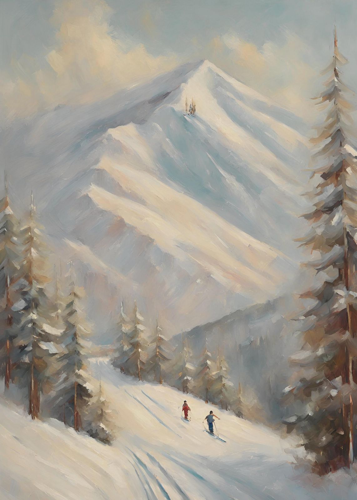 Winter Ski Slopes Mountain Landscape Wall Art