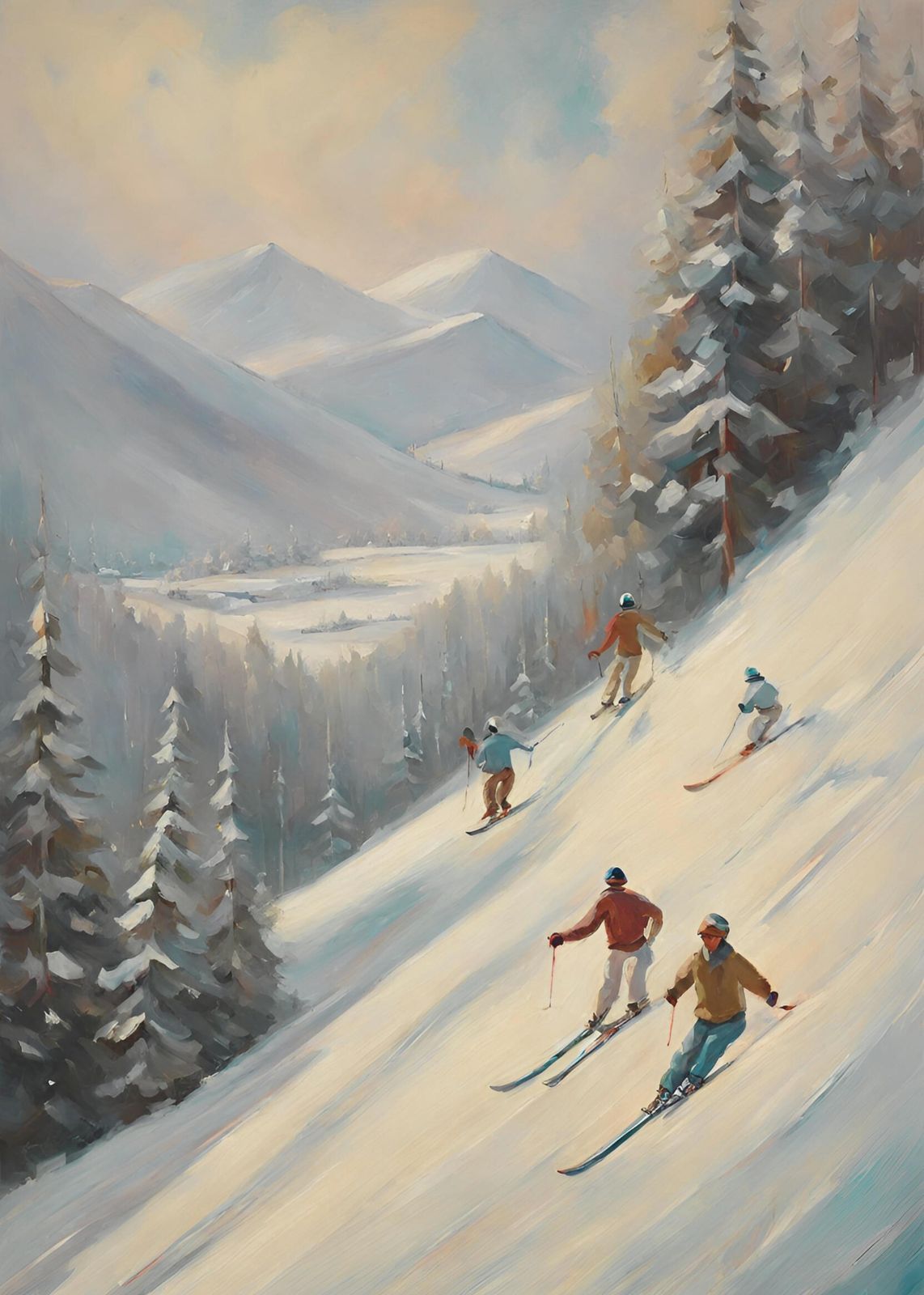 Vintage Ski Scene Wall Art