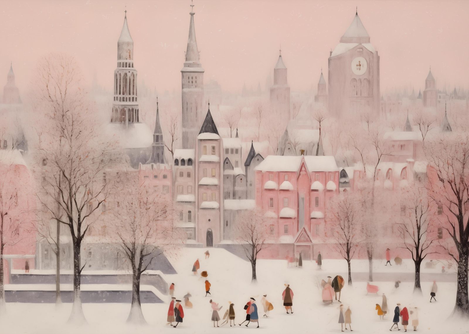 Whimsical Winter Village Wall Art