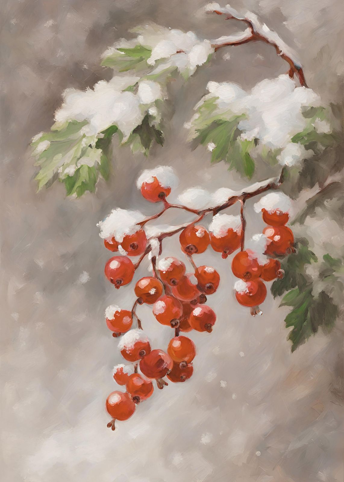 Winter Berries Snow Wall Art