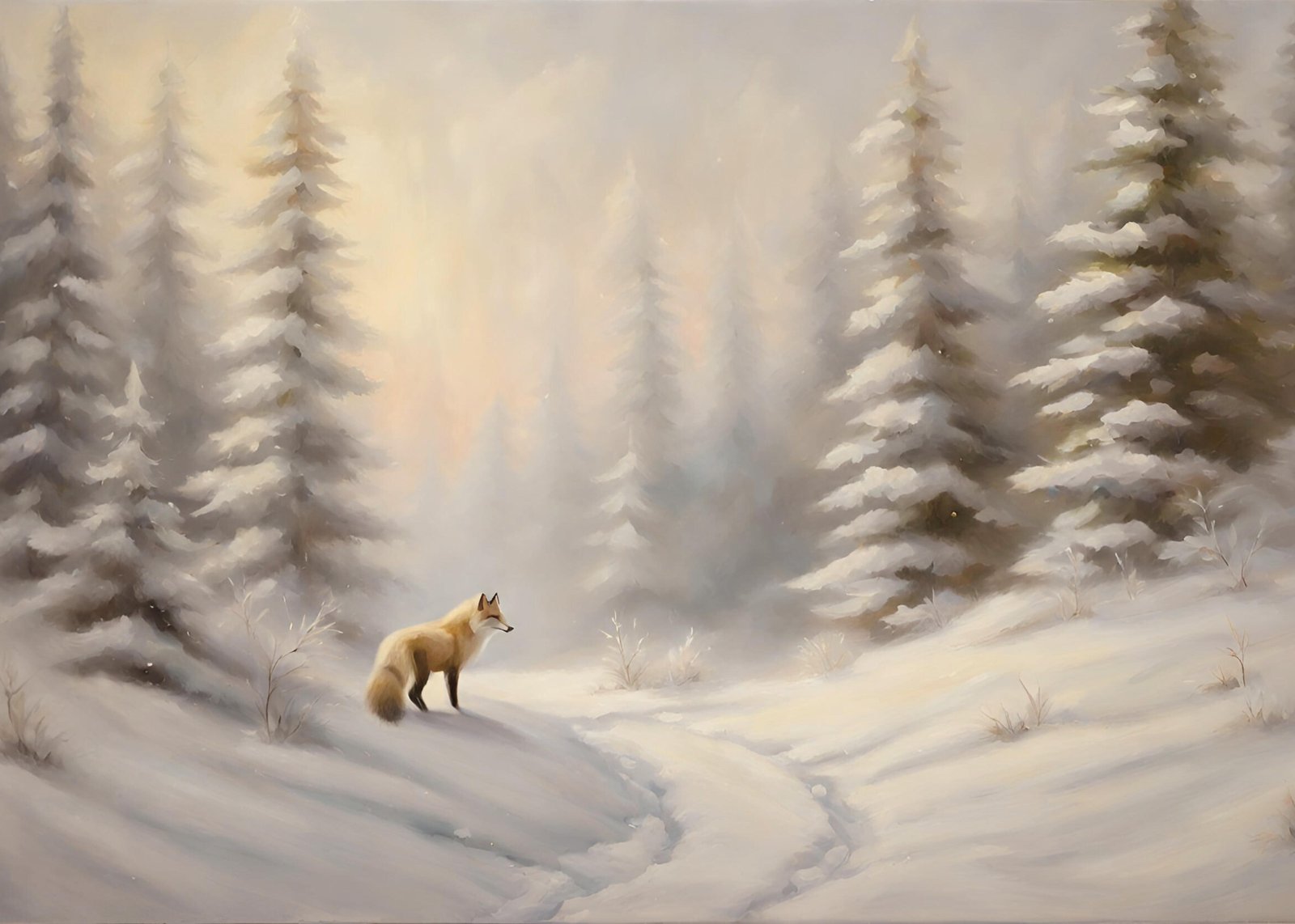 Solitary Fox in Snowy Forest Wall Art