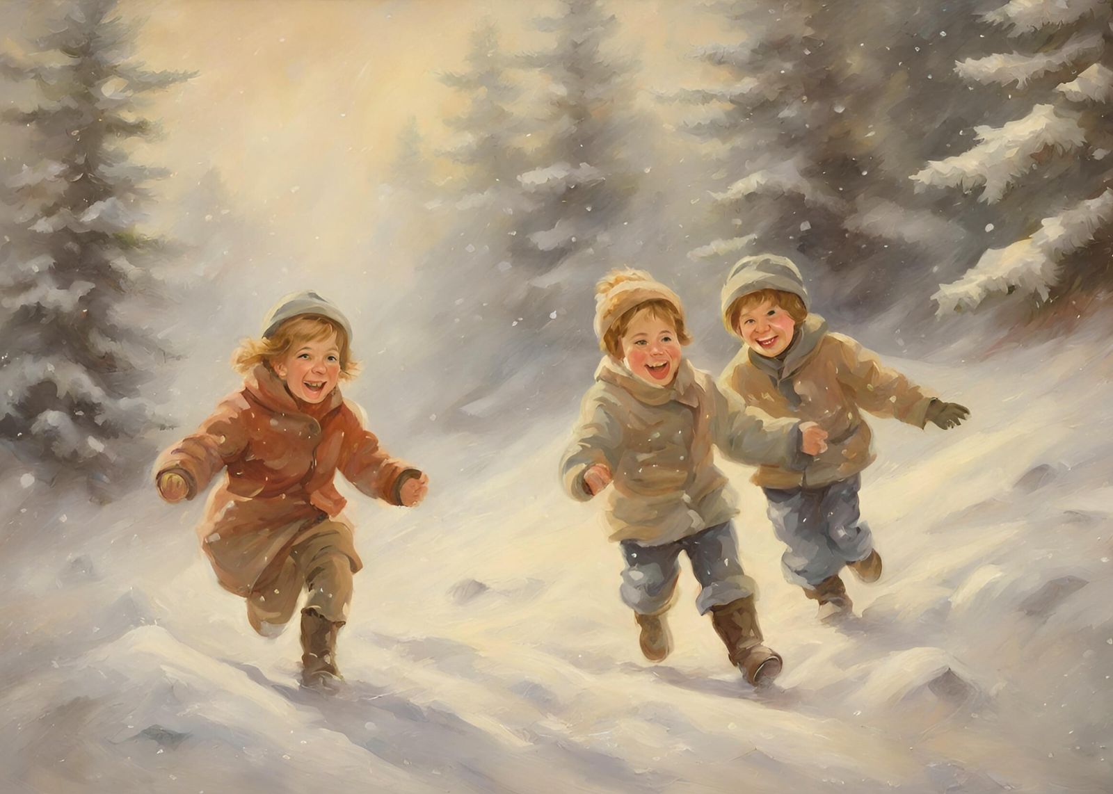 Joyful Winter Children Snow Day Wall Art