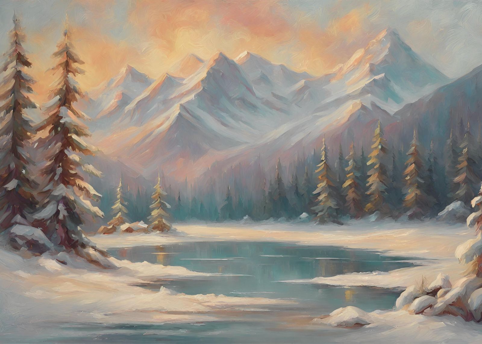 Serene Mountain Winter Landscape Wall Art