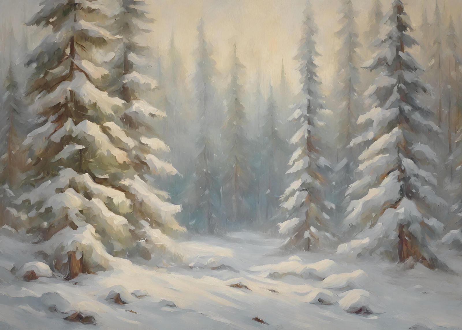 Serene Snowy Forest Landscape Wall Art