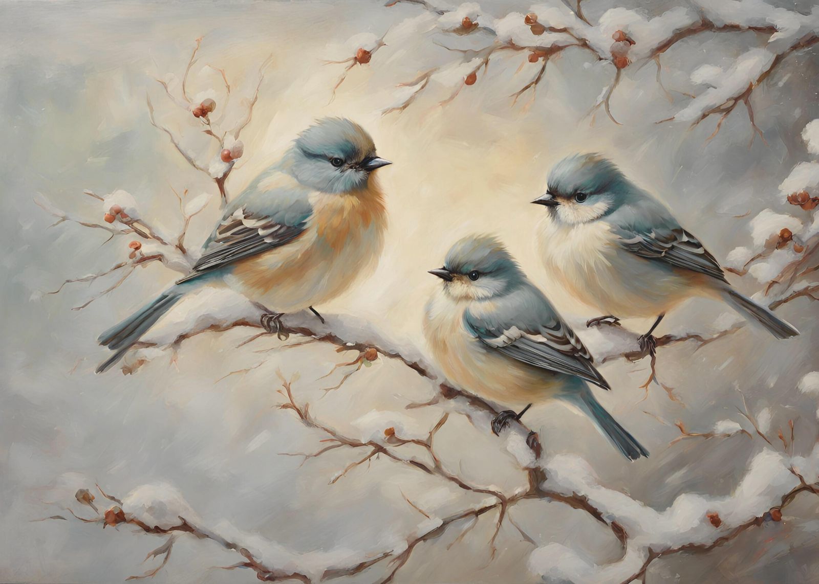 Winter Birds Serenity Wall Art