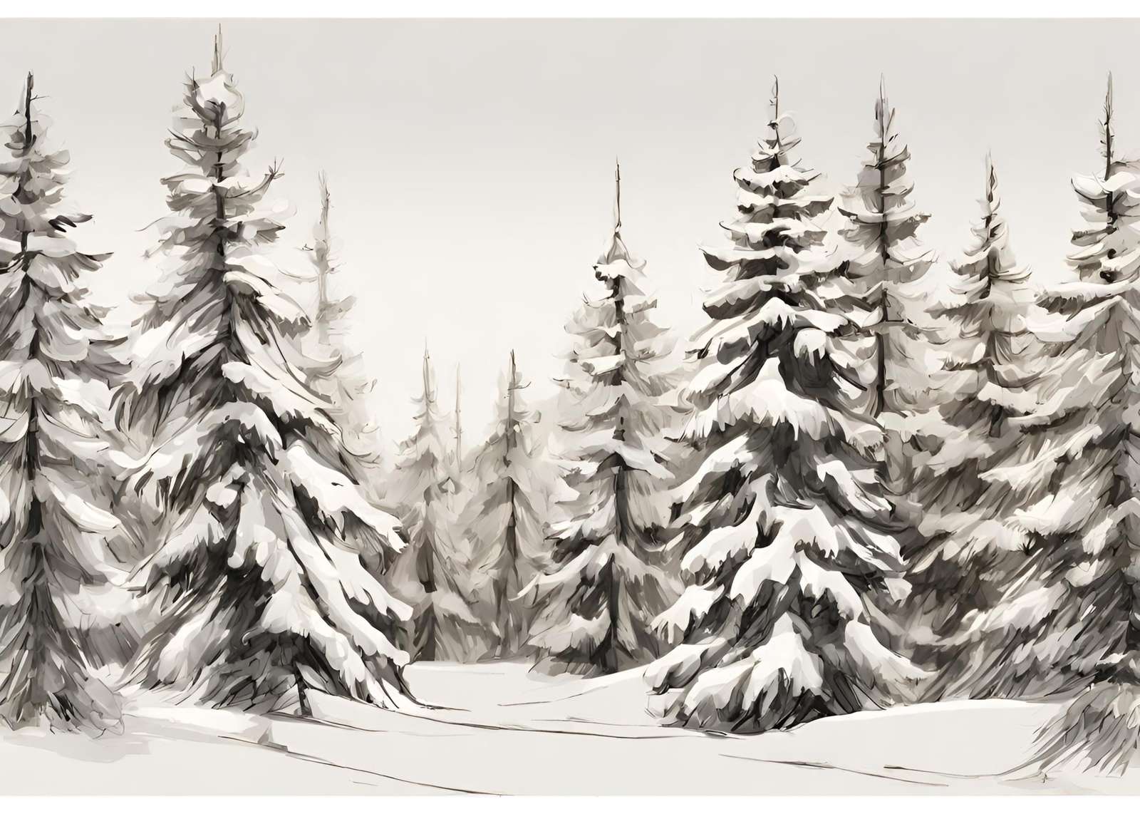 Serene Snow-Covered Forest Wall Art