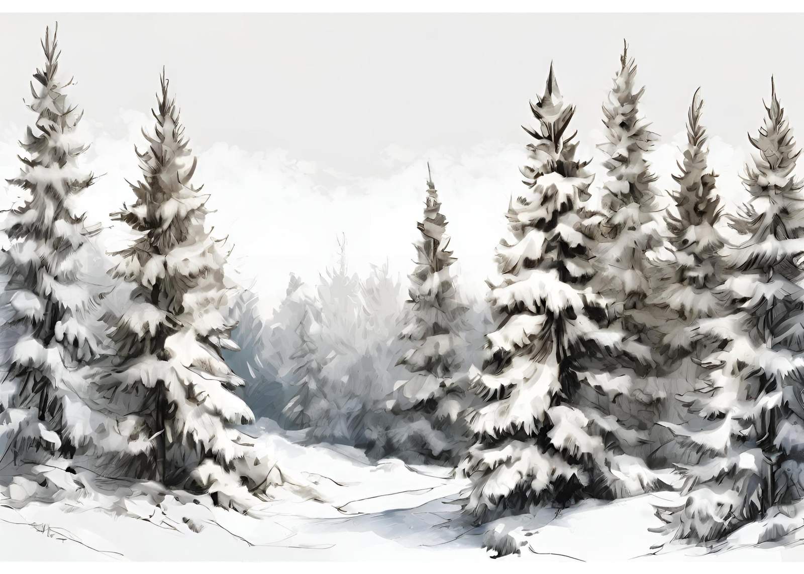 Serene Snowy Forest Wall Art