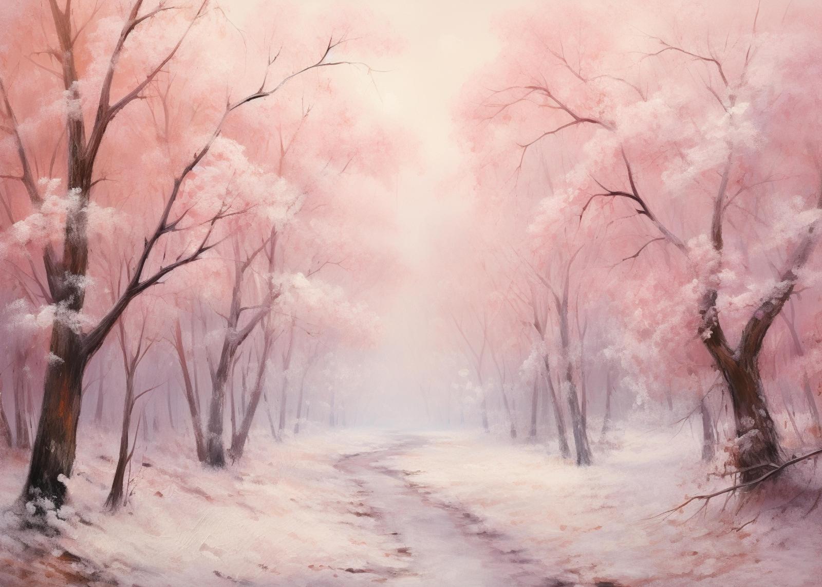 Serene Pink Blossom Forest Wall Art