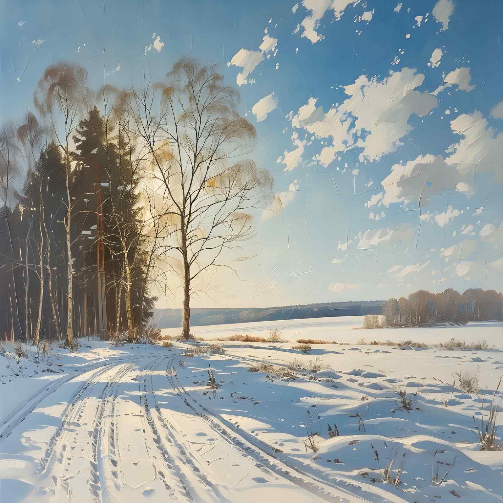 Winter Road & Forest Wall Art