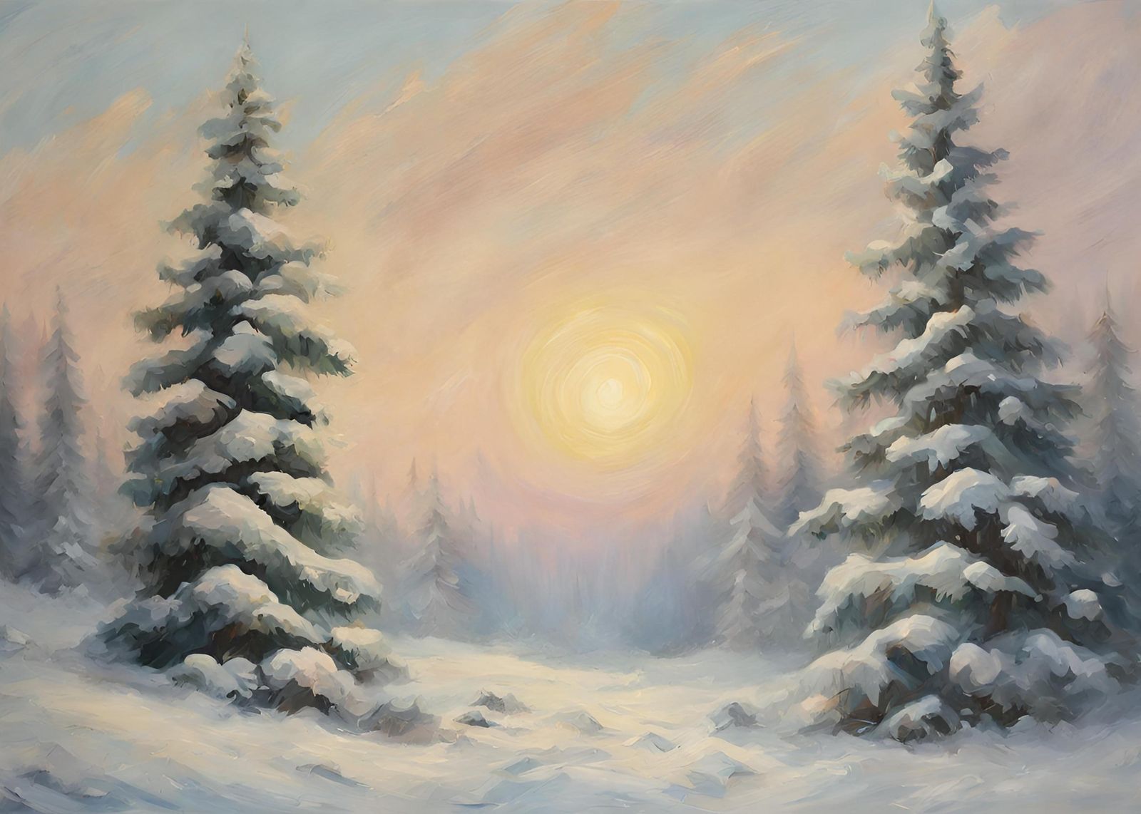 Serene Winter Sunset Forest Wall Art