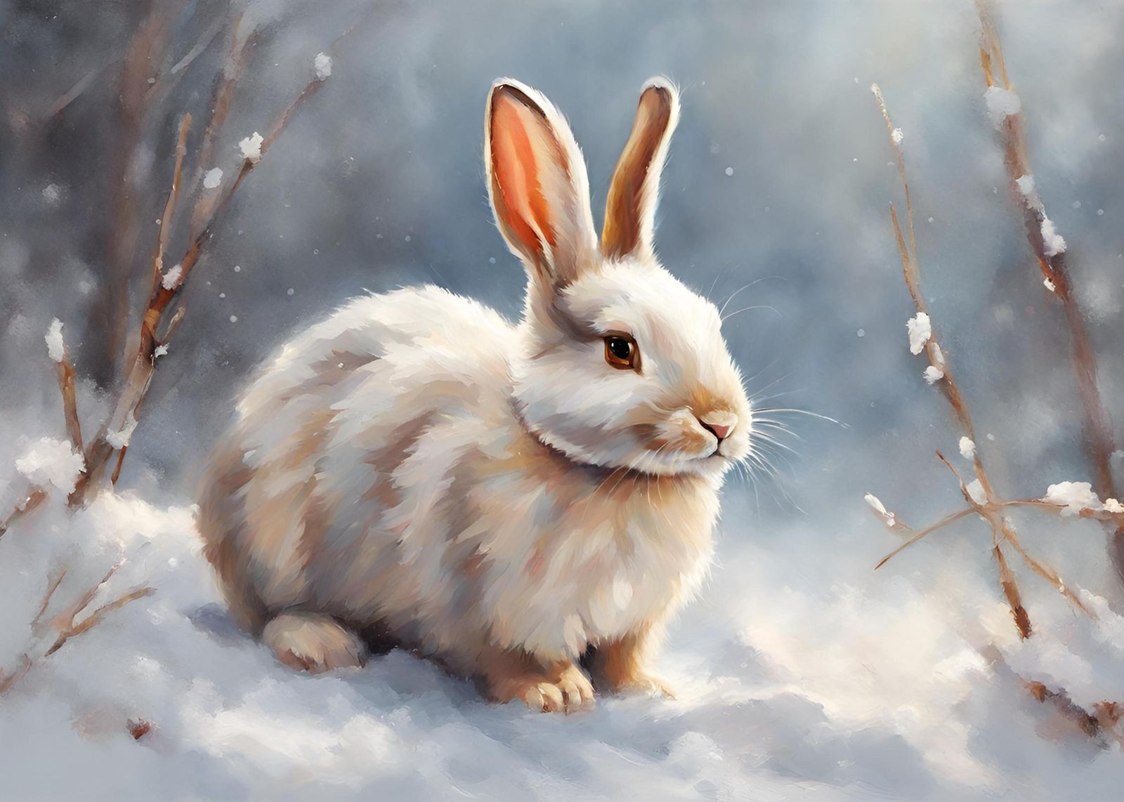 Adorable Winter Rabbit Snow Wall Art