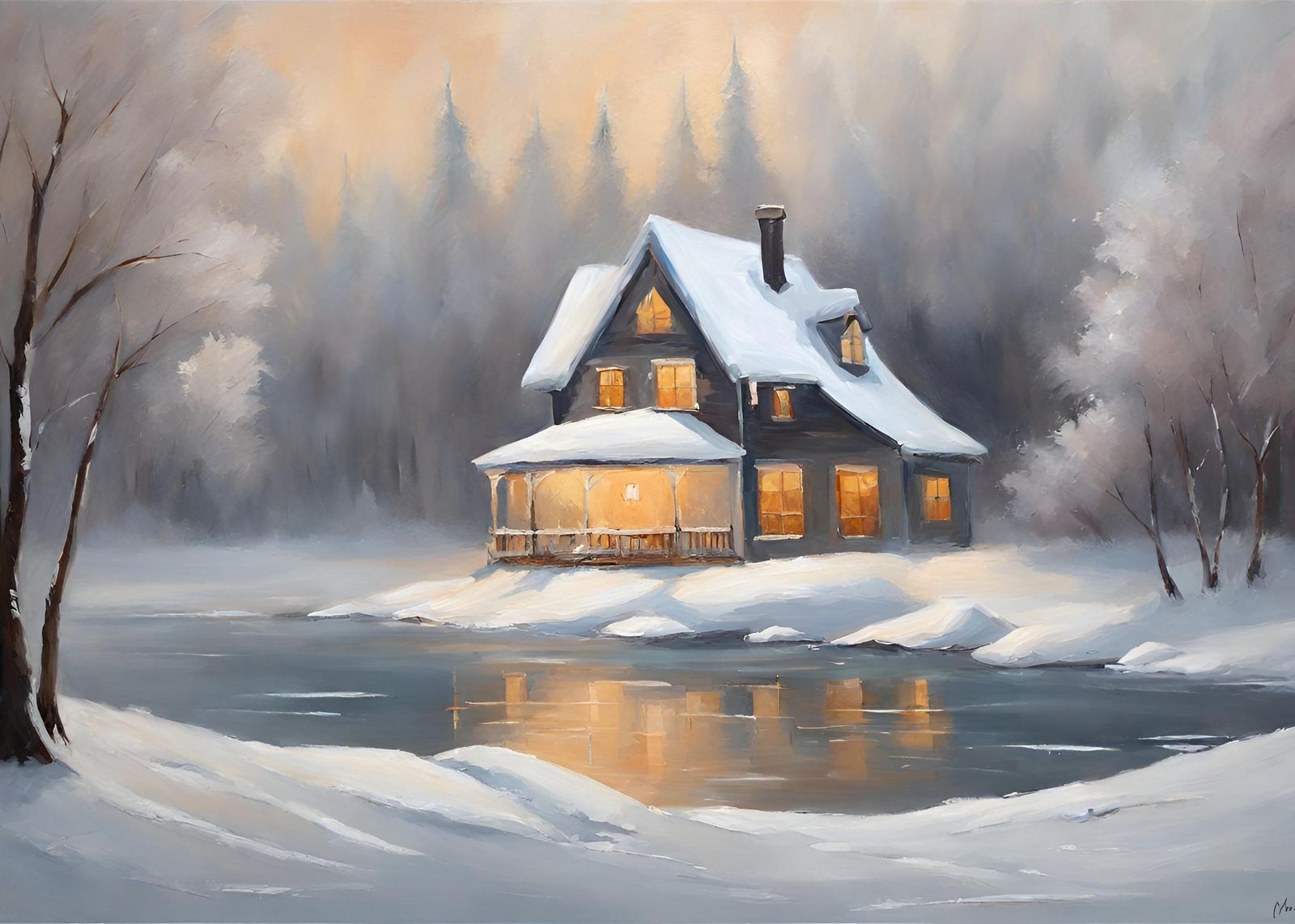 Cozy Winter Cabin Ambiance Wall Art