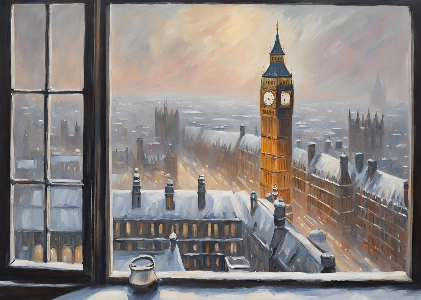 Cozy London Winter View Big Ben Wall Art