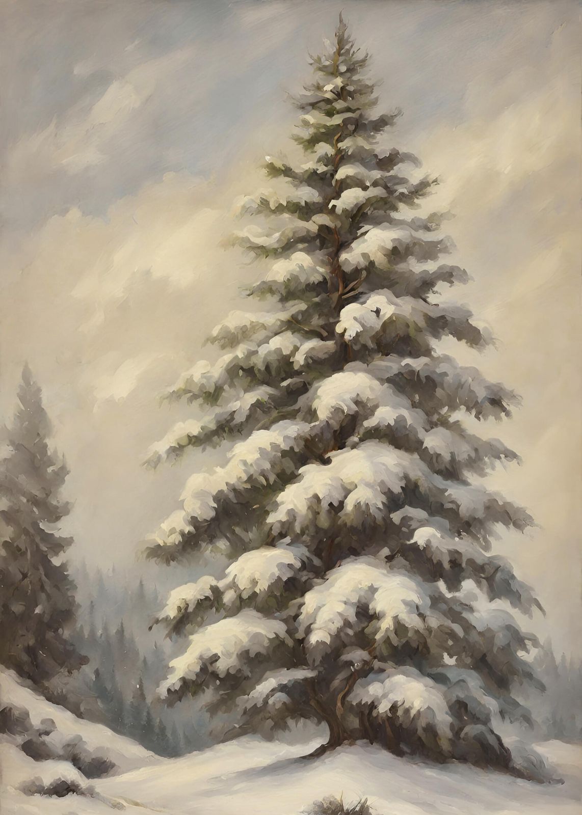 Snowy Pine Forest Serenity Wall Art