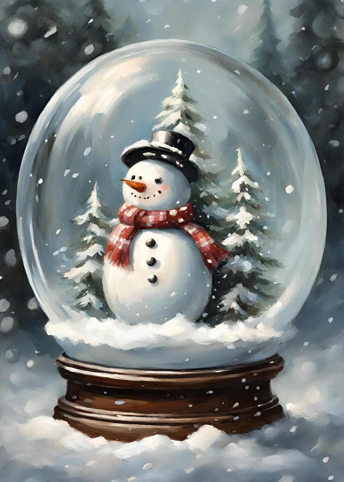 Charming Snow Globe Snowman Wall Art