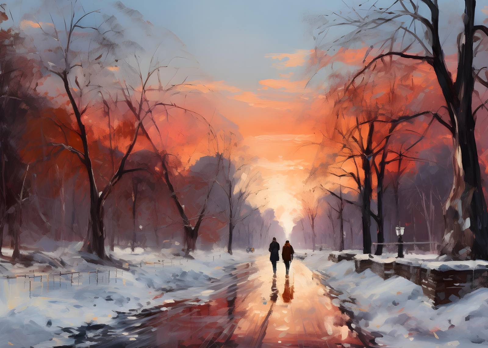 Sunset Serenity Winter Walk Wall Art