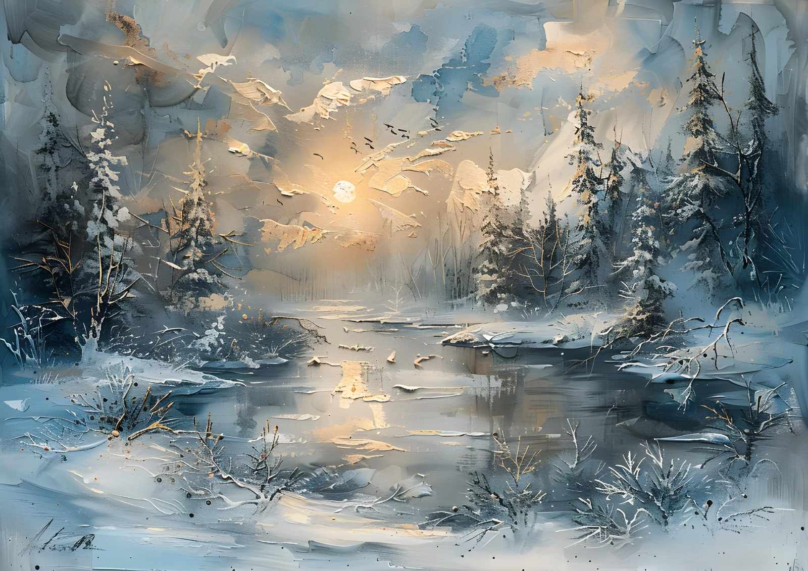 Winter Wonderland Serene Lake Wall Art
