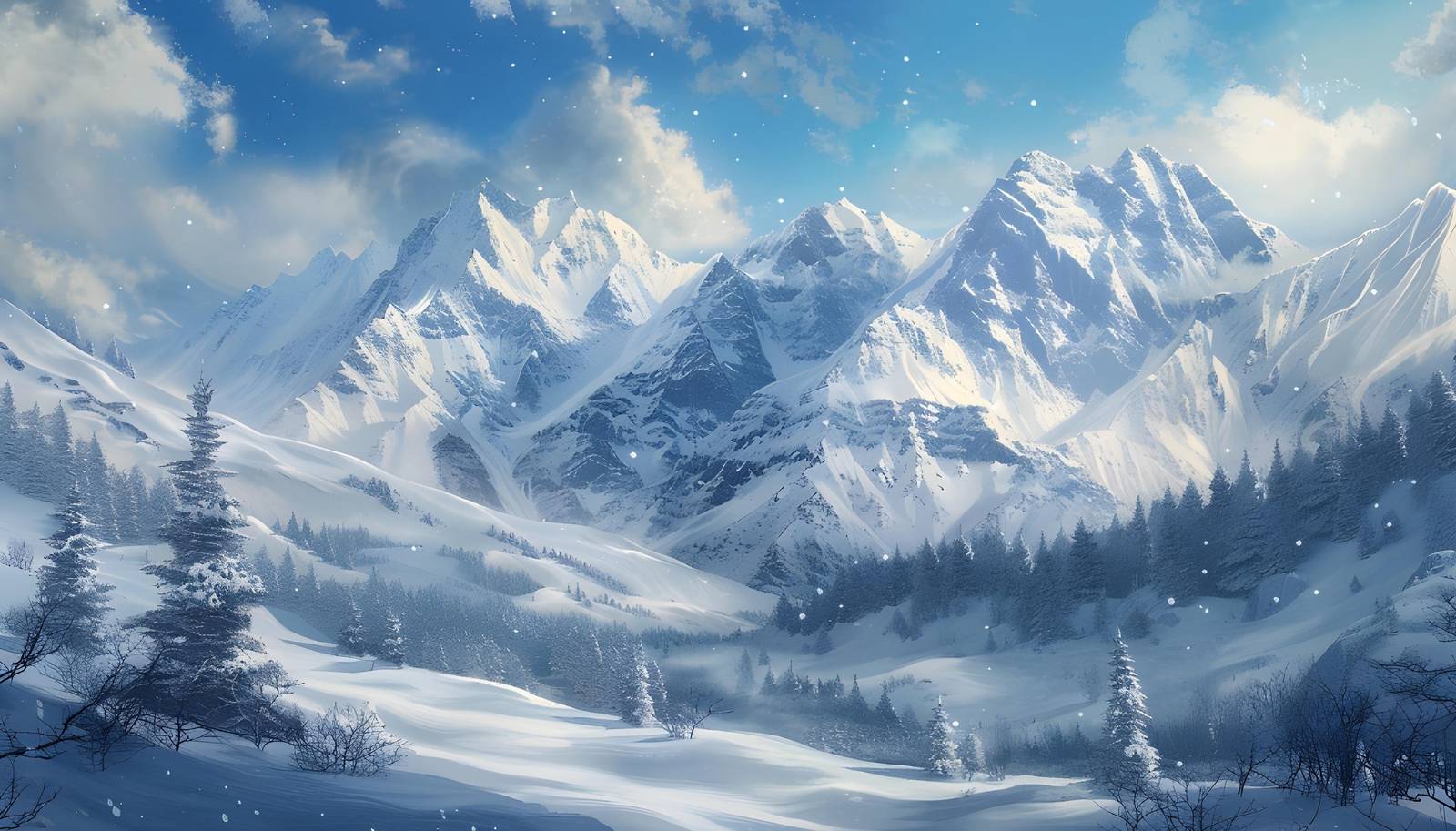 Serene Snowy Mountain Landscape Wall Art