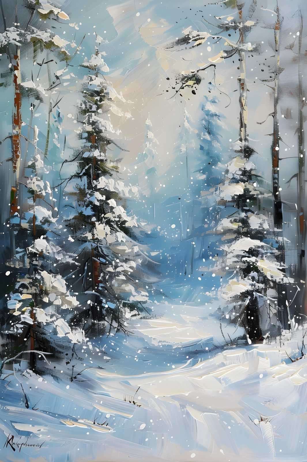 Enchanting Winter Forest Snow Scene Wall Art