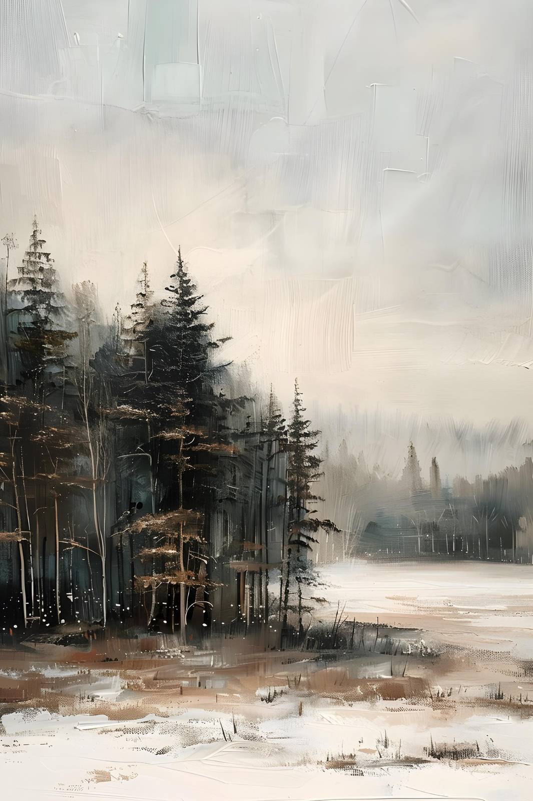 Abstract Winter Forest Landscape Wall Art