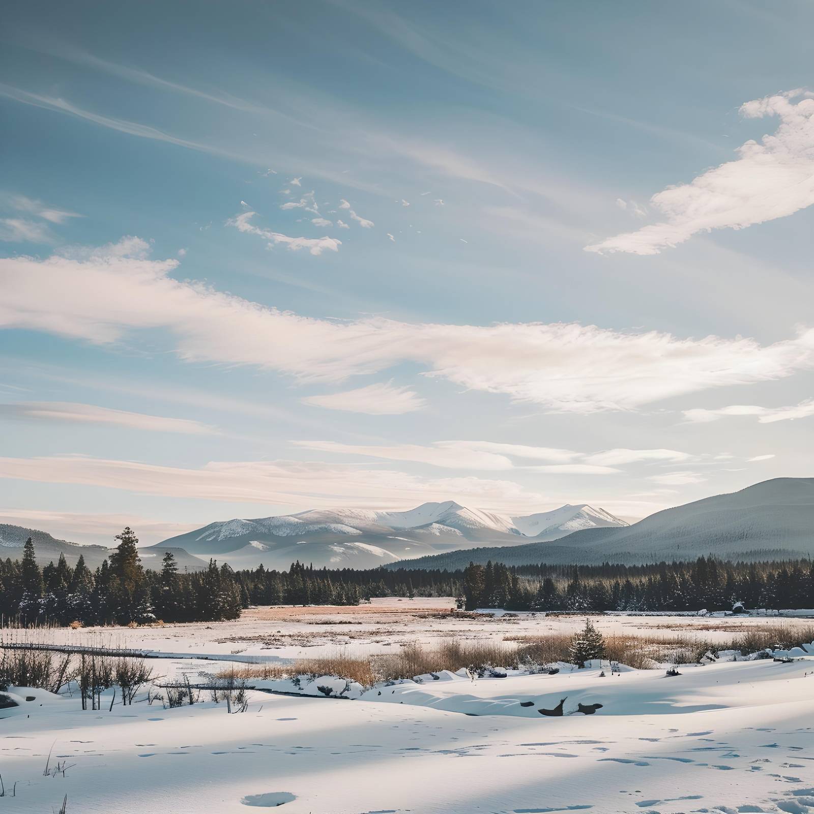Serene Mountain Winter Landscape Wall Art