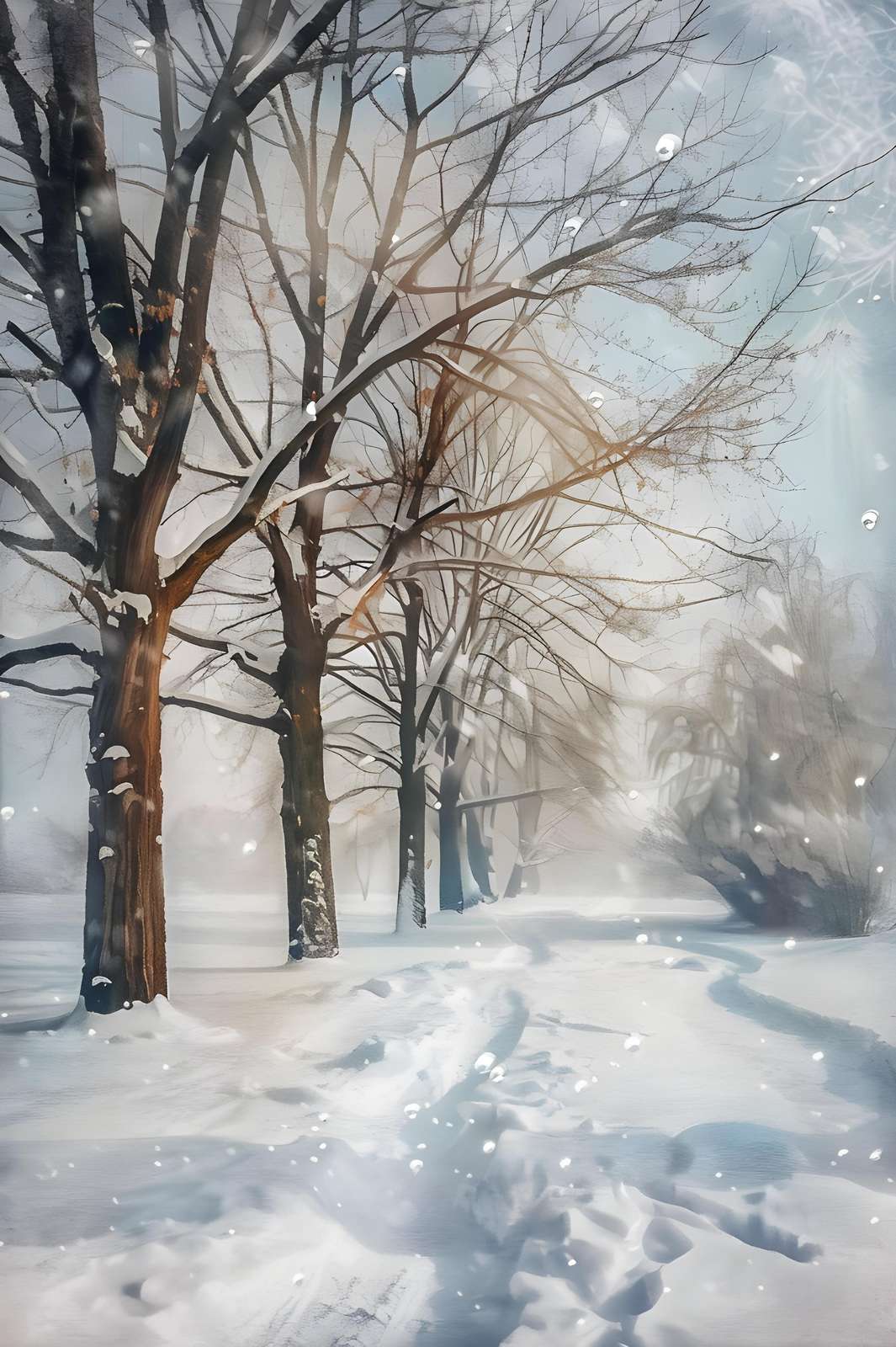 Serene Winter Pathway Wall Art