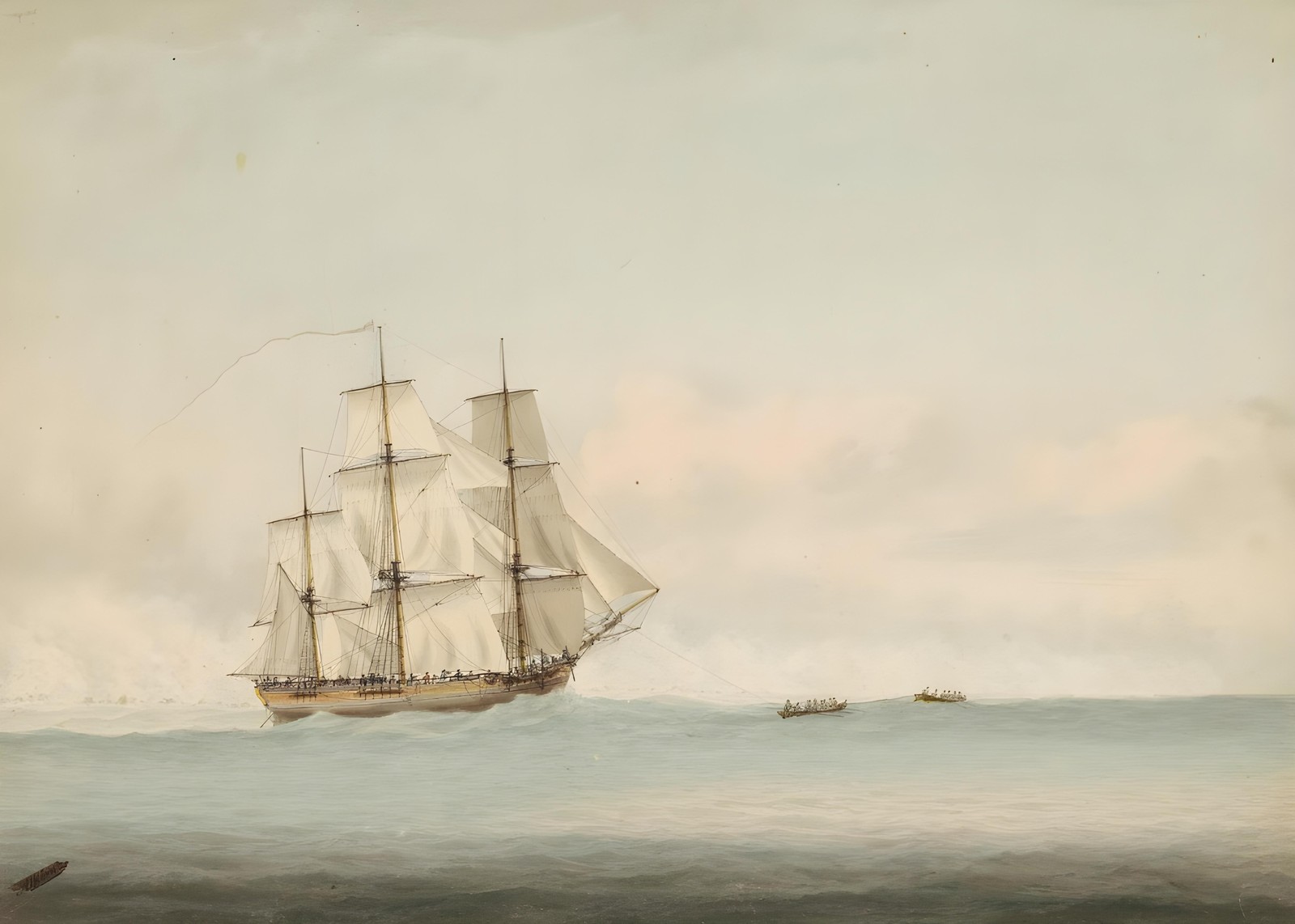 Vintage Tall Ship at Sea Wall Art