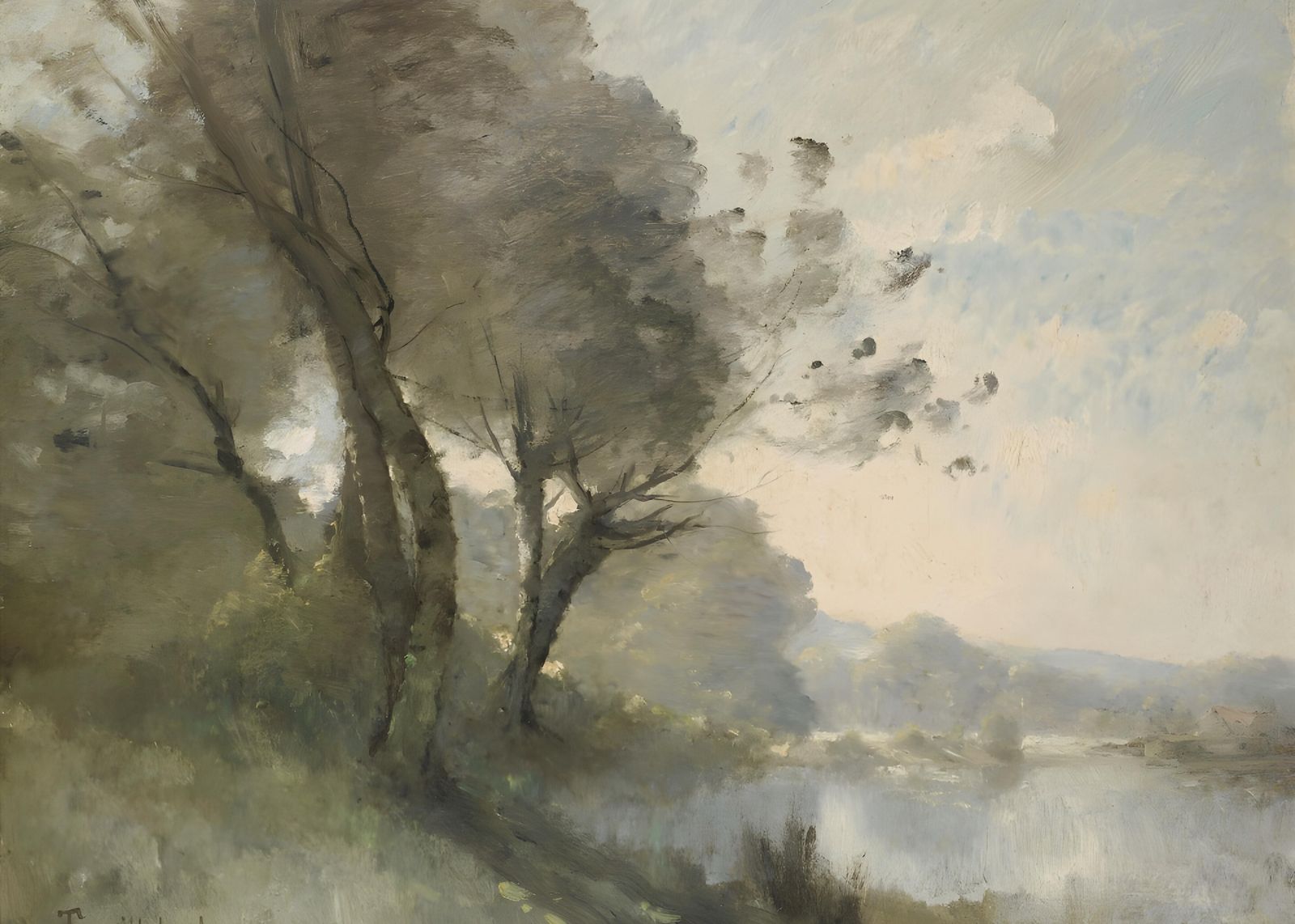 Serene Riverside Trees Wall Art